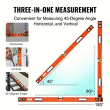 VEVOR Magnetic Torpedo Level, 78/48/32/24/16/10 In Mechanical Level Set, Bubble Vials Ruler For 45/90/180 Degree, Aluminum Alloy Leveler Tool W/ Viewing Window, Shock-Resistant For Plumbing, Wood