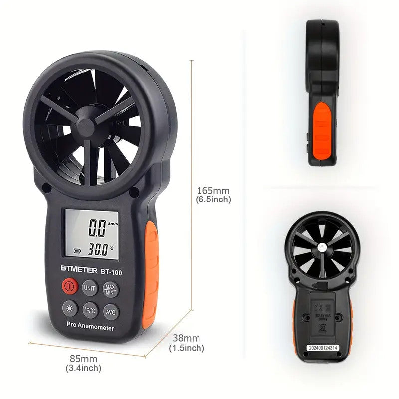 BTMETER BT-100 Handheld Anemometer, Digital Wind Speed CFM Meter Gauge