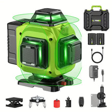 Equipped with rotating base function, digital display of 16 line green light strong laser level, luxurious suitcase, easy to carry, multi scene use