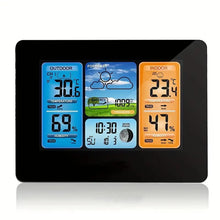 Weather Station Wireless Indoor Outdoor Thermometer - Digital Weather Thermometer with Atomic Clock Temperature Humidity Monitor with Calendar Adjustable Backlight and Calendar