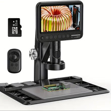 7" IPS Digital Microscope 1600X, Soldering Microscope with Soldering Station, Parfocal Lens IPS Touch Screen Coin Microscope, 1080P 12MP with 30 Adjustable LED Lights for Windows/Mac/PC 32GB