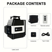 Mini 3D Laser Level 12 Lines Horizontal & Vertical Cross Green Line 360° Self-Leveling Laser Level USB Charging