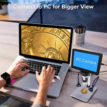 1200X Usb Digital Microscope With Camera And Video Record Function 7 Inch Screen Industrial Coin Magnifier For Jewellery Inspection Watch PCB Repair Soldering Diy 1080p Pc View With Adjustable LED Lights Wired Remote Control