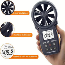 BTMETER BT-866A Pro Handheld HVAC Anemometer For CFM Air Flow, Wind Speed Meter Gauge Measures Wind Velocity Temp%RH Dew Point With USB Sync To PC
